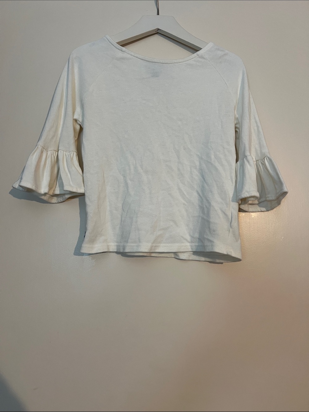Polo by Ralph Lauren Girls White Ruffle Sleeve Long Sleeve Tee